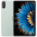 Tablet with blue and yellow flower design on screen and 'Blackview' branding.
